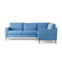 Habitat Flint Velvet Right Hand Corner Sofa-Sky Blue-Ash Leg