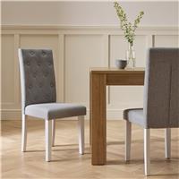 Argos Home Pair of Tweed Fabric Dining Chairs - Grey