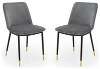 Julian Bowen Delaunay Pair of Velvet Dining Chairs - Grey