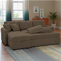 Habitat Reagan Fabric Left Hand Corner Sofa Bed - Chocolate