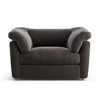 Habitat Wynn Velvet Cuddle Chair - Slate Grey - Ash Leg