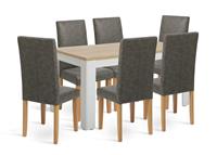 Argos Home Preston Ext Grey Dining Table & 6 Charcoal Chairs