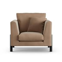 Habitat Aston Velvet Armchair - Latte - Black Leg