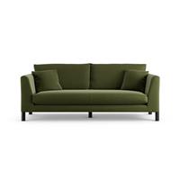 Habitat Aston Velvet 3 Seater Sofa - Moss Green - Black Leg