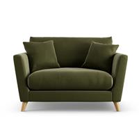 Habitat Lomond Velvet Cuddle Chair - Moss Green - Ash Leg