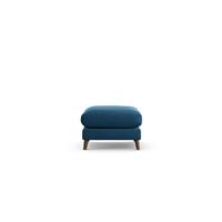 Habitat Lomond Velvet Footstool - Ink Blue - Dark Leg
