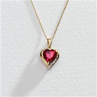 Revere 9ct Created Ruby & Diamond Pendant Necklace
