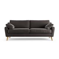 Habitat Ivor Velvet 4 Seater Sofa - Grey - Ash Leg