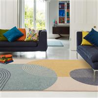 Asiatic Muse Retro Blue Cut Pile Rug - 170x120cm