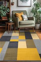 Homemaker Maestro Blocks Ochre Cut Pile Rug - 230x160cm
