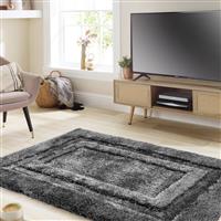 Origins Frame Charcoal Shaggy Rug - 230x160cm