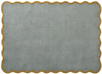 Origins Scalloped Blue Wool Short Pile Rug - 170x120cm
