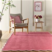Origins Scalloped Red Wool Short Pile Rug - 290x200cm