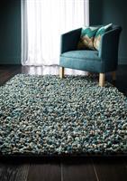 Origins Blue Wool Shaggy Rug - 170x120cm