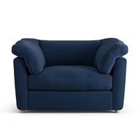 Habitat Wynn Fabric Cuddle Chair - Navy Blue - Ash Leg