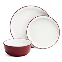 Habitat Two Tone 12 Piece Stoneware Dinner Set - Red