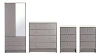 Argos Home Malibu 4 Piece 2 Door Mirror Wardrobe Set - Grey