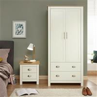 GFW Lancaster 2 Drawer 2 Door Wardrobe - Cream