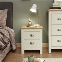 GFW Lancaster 2 Drawer Bedside Table - Cream