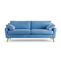 Habitat Ivor Velvet 4 Seater Sofa - Sky Blue - Ash Leg