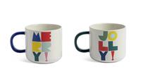 Habitat Slogan Set of 2 Ceramic Mugs - Multicoloured