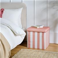 Argos Home Tilly Small Fabric Ottoman - Pink & White