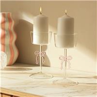 Argos Home Glass Bow Pillar Candle Holder - Set of 2