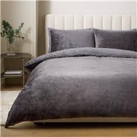Argos Home Slinky Fleece Charcoal Bedding Set - Superking