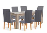 Argos Home Preston Oak Dining Table & 6 Charcoal Chairs