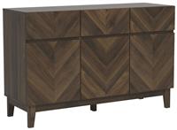 GFW Herringbone 3 Door 3 Drawer Sideboard - Walnut