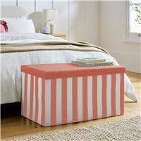 Argos Home Medium Fabric Ottoman - Pink & White