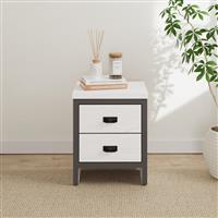 GFW Boston 2 Drawer Bedside Table - White