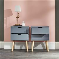GFW Nyborg 2 Drawer Bedside Table Set - Grey