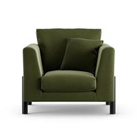 Habitat Aston Velvet Armchair - Moss Green - Black Leg