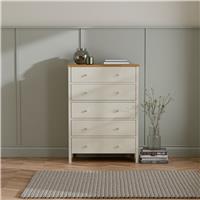 Julian Bowen Coxmoor Wide 5 Drawer Chest - Ivory