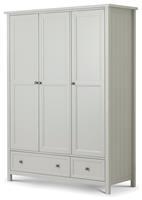 Julian Bowen Maine 3 Door 2 Drawer Wardrobe - Dove Grey