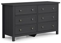 Julian Bowen Maine Wide 6 Drawer Chest - Anthracite