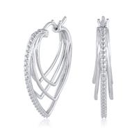 Revere Sterling Silver 0.02ct tw Diamond Heart Hoop Earrings
