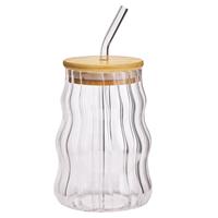 Argos Home Glass Coffee Cup with Bamboo Lid