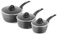 Tower Cerastone 3 Piece Aluminium Saucepan Set - Black