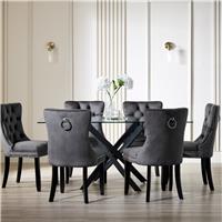 Argos Home Blake Black Dining Table & 6 Charcoal Chairs
