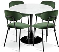 Habitat Tulip Marble Effect Dining Table & 4 Green Chairs