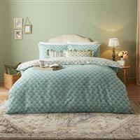 furn Krissa Block Print Blue Bedding Set - Double