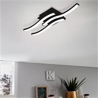 EGLO Cabezas-E Wave Steel LED Flush Ceiling Light - Black
