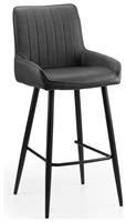 Julian Bowen Soho Faux Leather Bar Stool - Charcoal