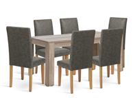 Argos Home Preston Ext Oak Dining Table & 6 Charcoal Chairs