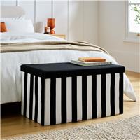 Argos Home Medium Fabric Ottoman - Black & White