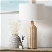 Pacific Anika Rattan Bottle Table Lamp - Natural & White