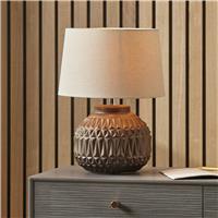 Pacific Anneli Ceramic Aztec Textured Table Lamp - Bronze
