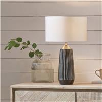 Pacific Artemis Ceramic Ridged Stripe Tall Table Lamp- Black